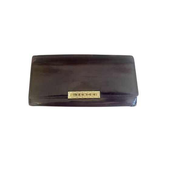 GIVENCHY Vintage Luxury Designer French Wallet Black Liquid LeatherGG Logo Large - Picture 1 of 15
